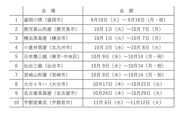 令和６年　秋季京都展催事予定